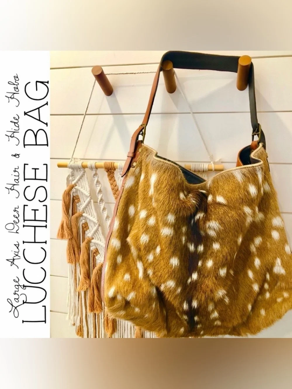 Lucchese Large Axis Deer Hair & Hide Hobo Shoulder Bag